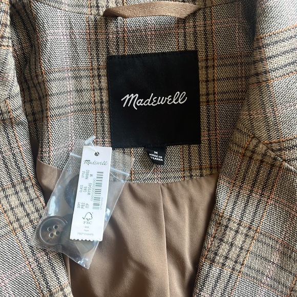 Madewell Caldwell Double-Breasted Oversized Blazer Plaid - Size Medium - Picture 8 of 11